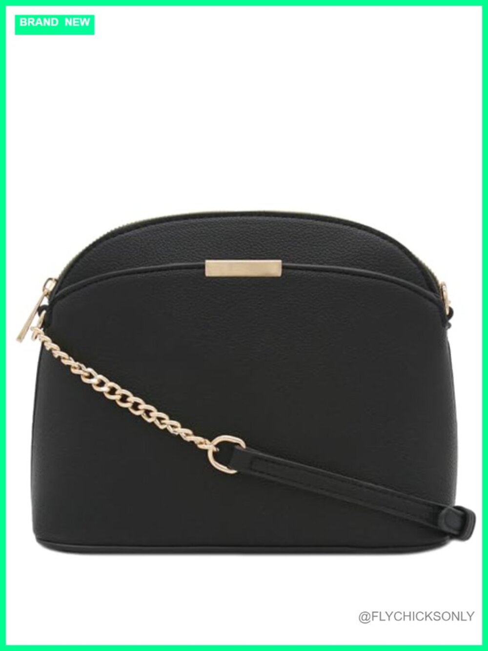 Faux Leather Small Dome Crossbody Bag with Chain Strap